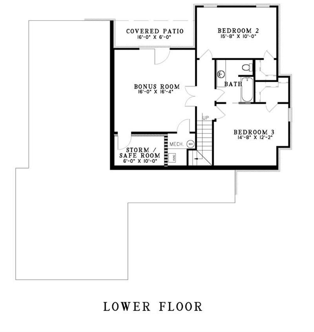 Floor Plan Basement of Country Plan #153-1415